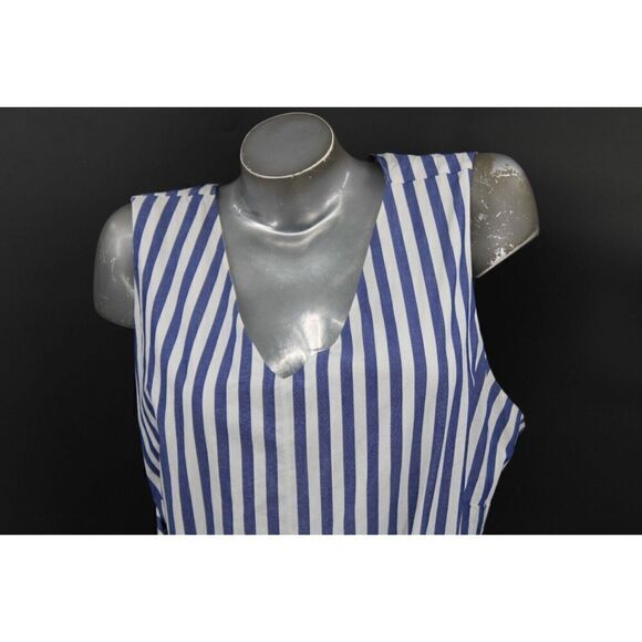 J CREW BLUE/WHITE STRIPED CAPRI ROMPER PLUS SIZE 24 V-NECK SLEEVELESS - Picture 2 of 10